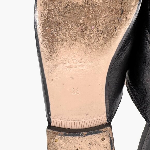 Gucci Princetown Web Stripe Horsebit Loafer Mule Size 36 US 6 Black Leather Flat - Picture 13 of 14
